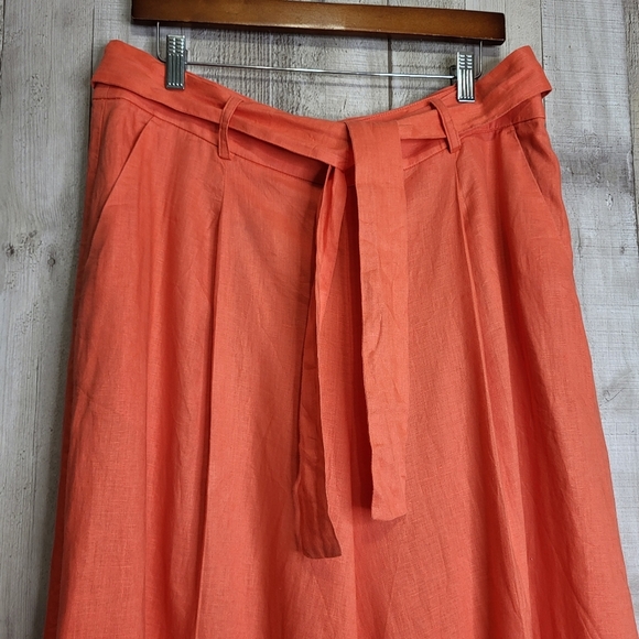 Banana Republic Meridian Linen Pant. Size 14 Petite. Coral Sunset - Picture 5 of 16